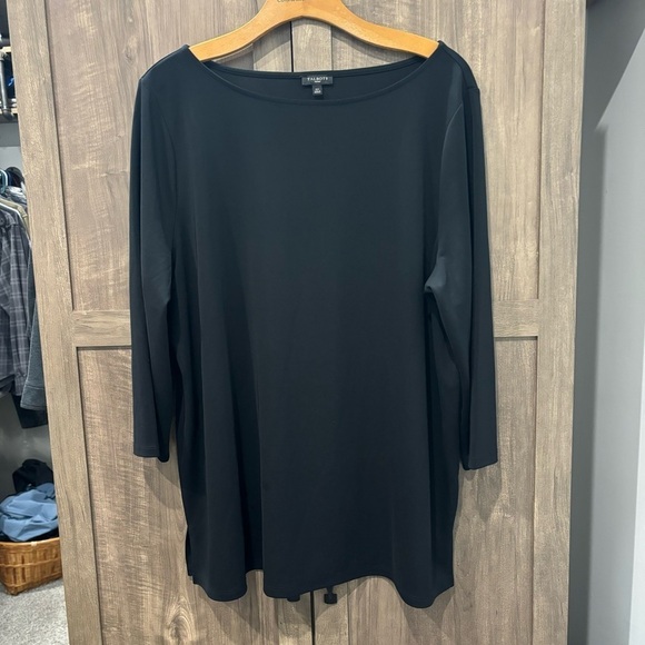 Talbots Woman 2X Tunic Black Top Boat Neck Mid Weight 3/4 Sleeves - Picture 1 of 10